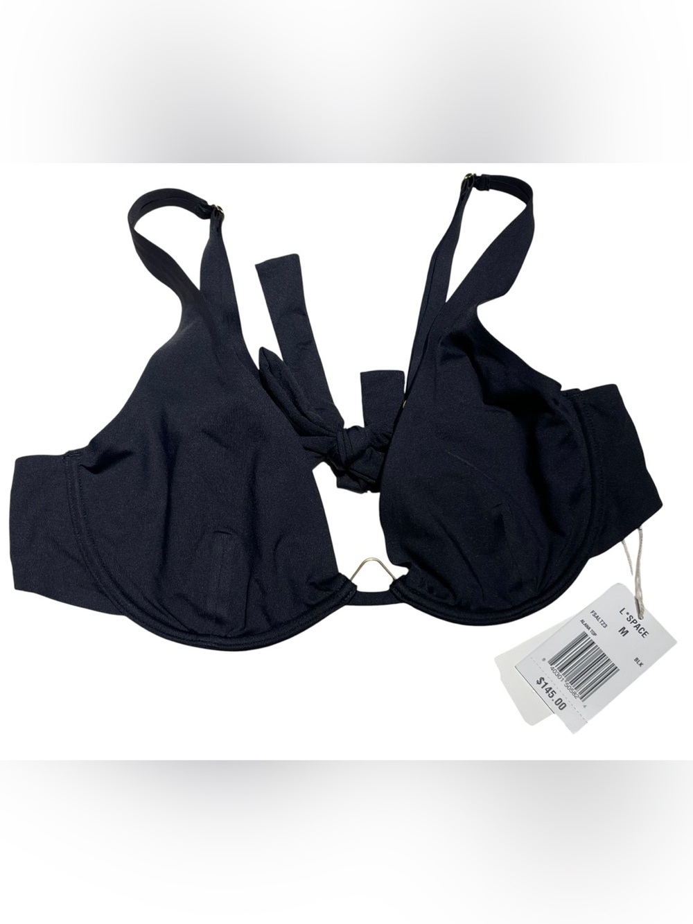 NWT L*Space Alana bikini top in black Medium